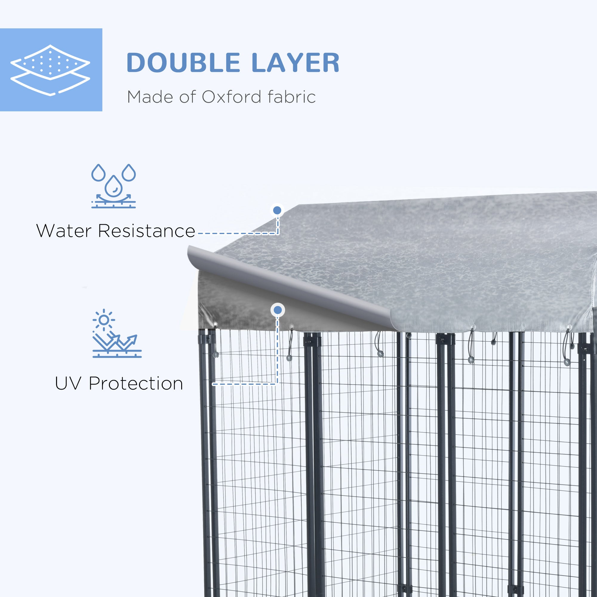 PawHut Outdoor Dog Kennel, Metal Playpen Fence Dog Run with UV-Resistant Canopy and Locks, for Medium and Large Dogs, 183 x 121 x 183cm