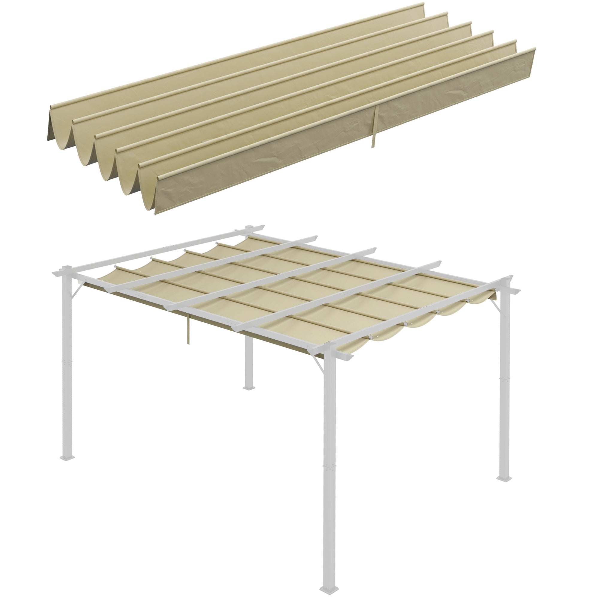Outsunny Retractable Replacement Pergola Canopy for 10' x 13' Pergola, Pergola Cover Replacement, Beige