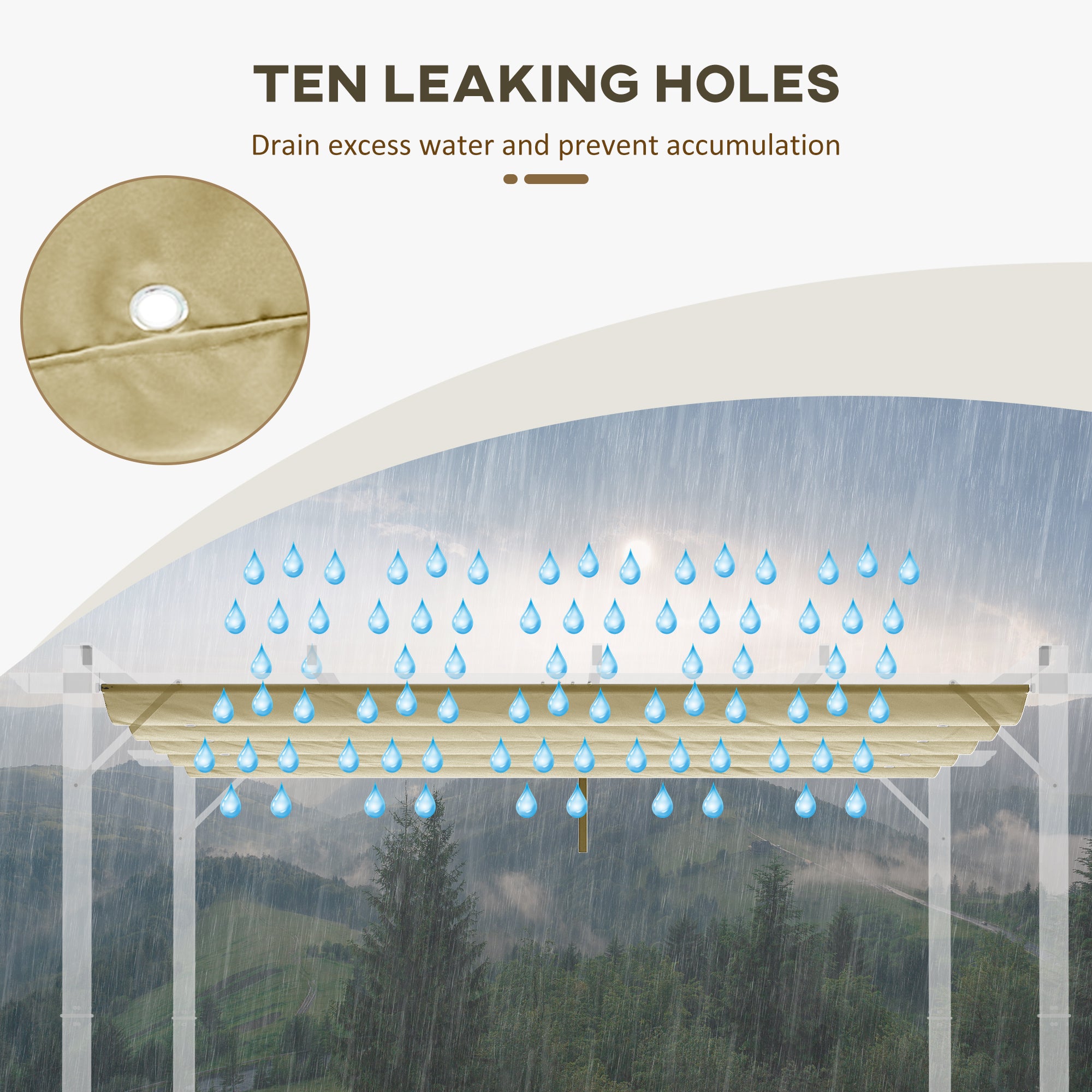 Outsunny Retractable Replacement Pergola Canopy for 10' x 13' Pergola, Pergola Cover Replacement, Beige