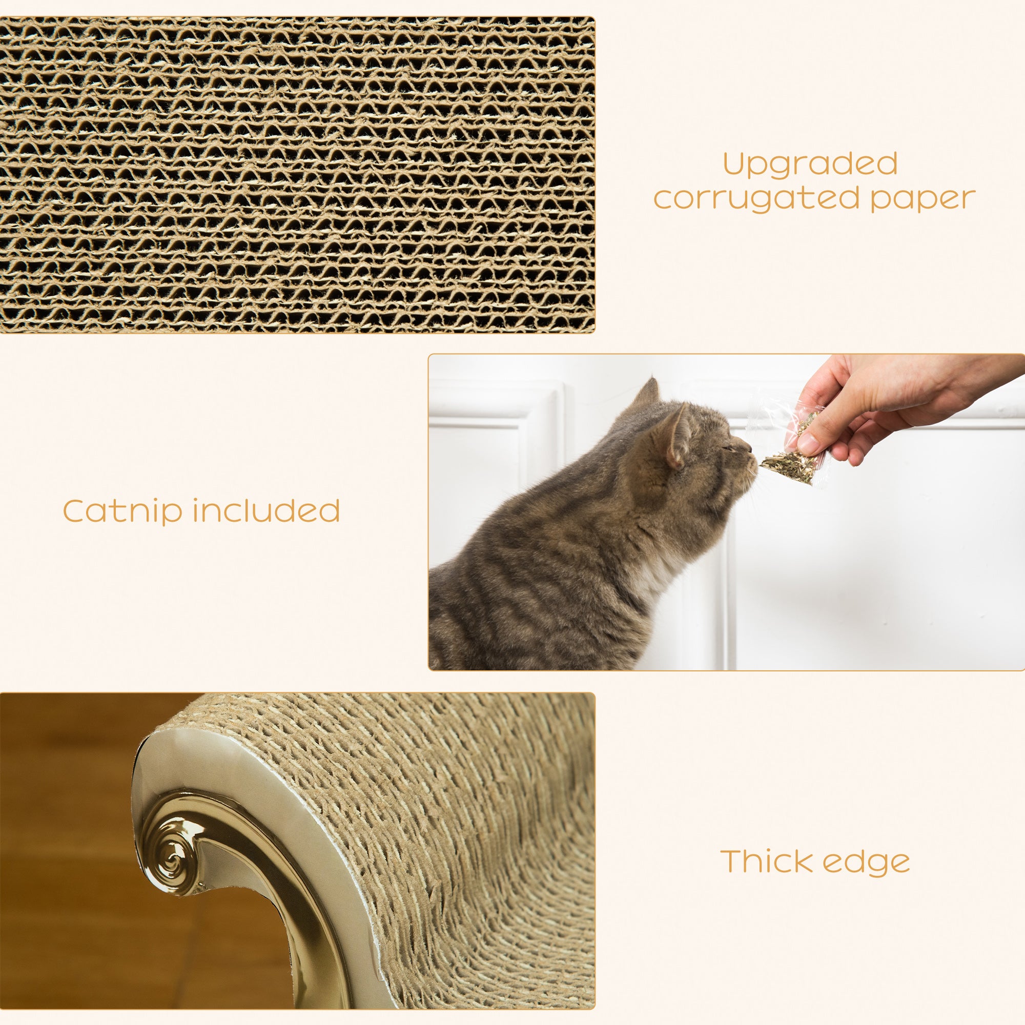 PawHut Cat Scratching Board, Cat Scratching Pad for Indoor Cats, Cat Scratcher with Catnip, 60 x 29.5 x 29cm - Brown