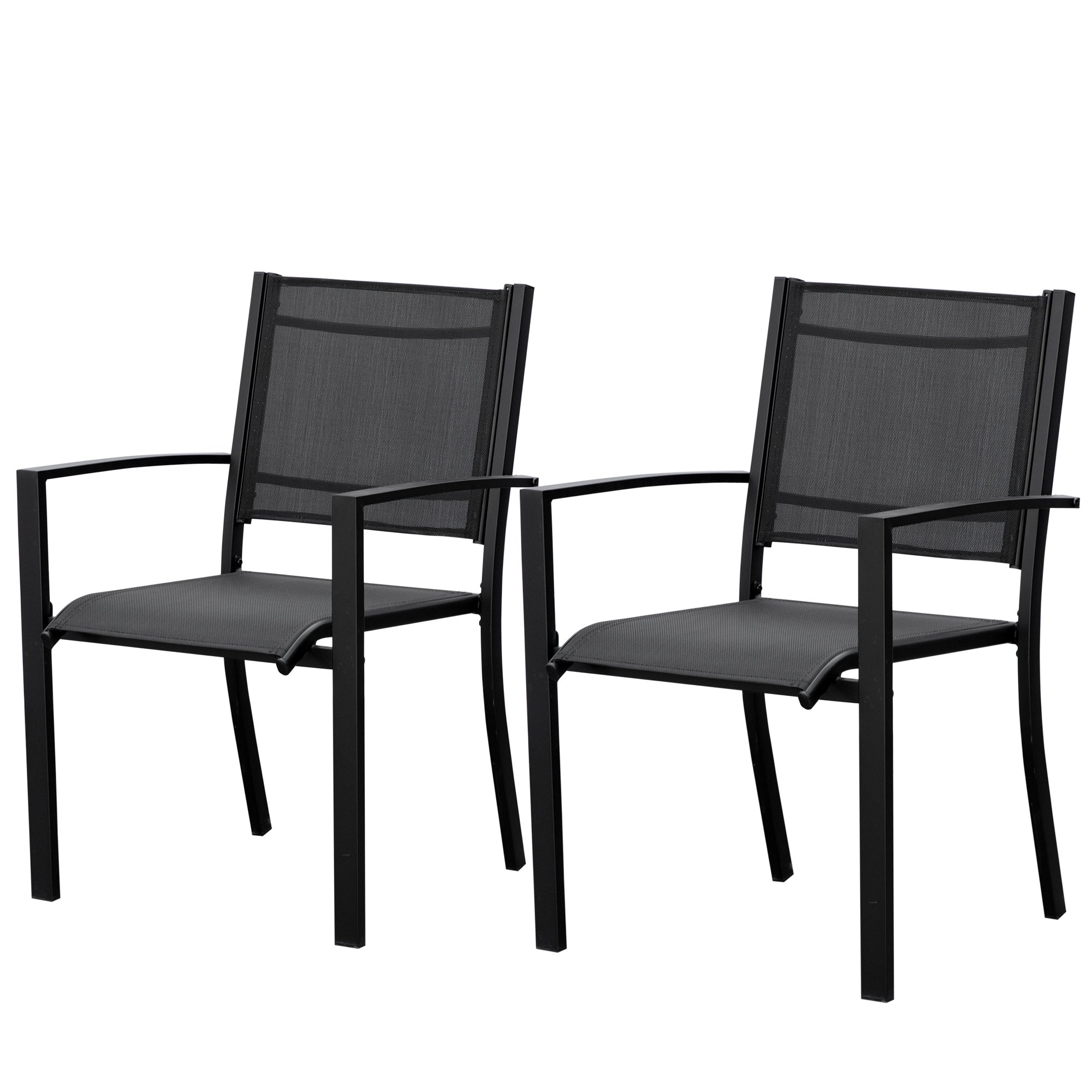 Outsunny Set of 2 Patio Dining Chair Outdoor Mesh Seat Heavy Duty Stackable Garden Bistro Chairs Yard Home Furniture Black