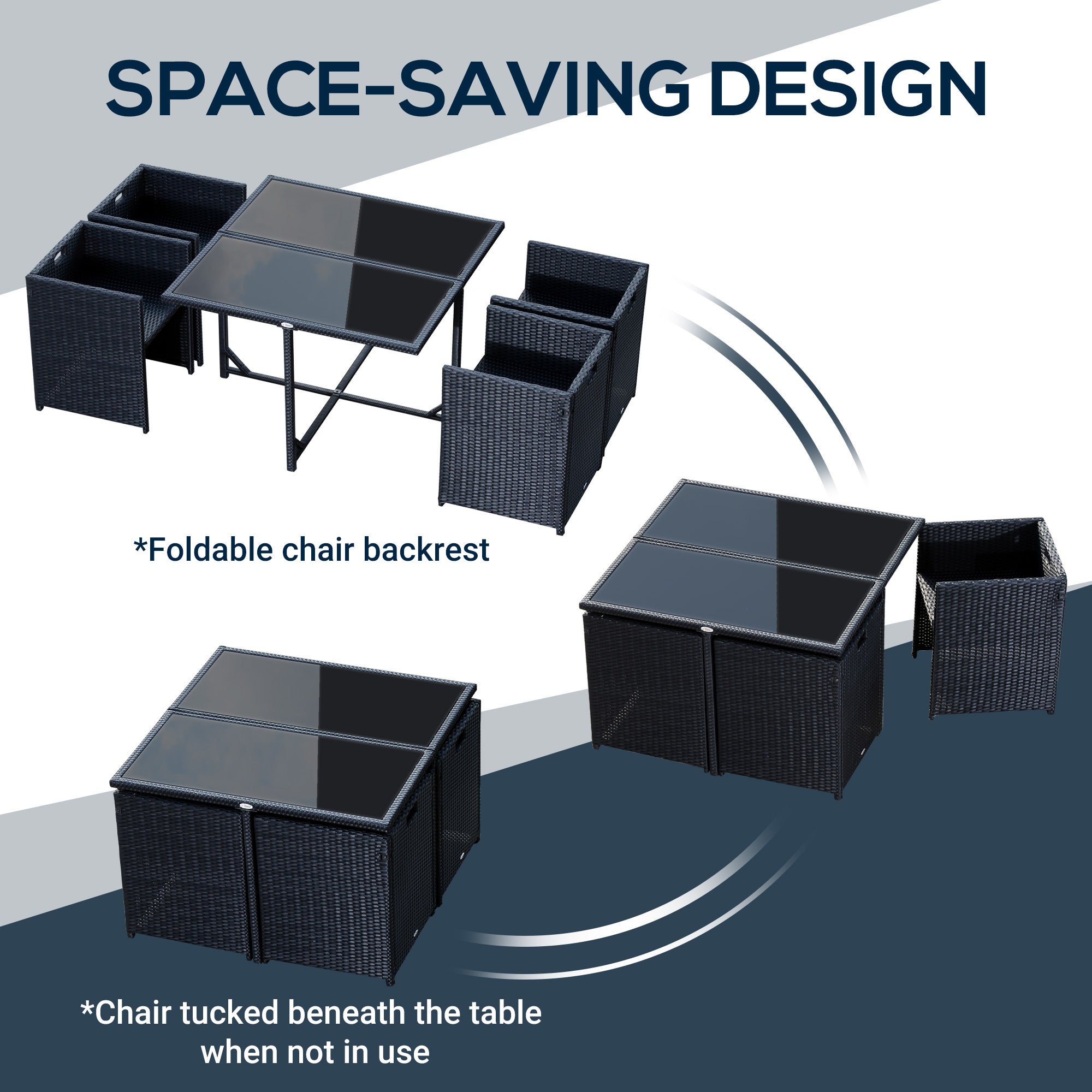 Outsunny 5 Pieces Wicker Patio Dining Set Outdoor Furniture Set with Removable Cushions, Glass Top Dining Table, PE Rattan Conversation Set for Garden Poolside Backyard, Cream