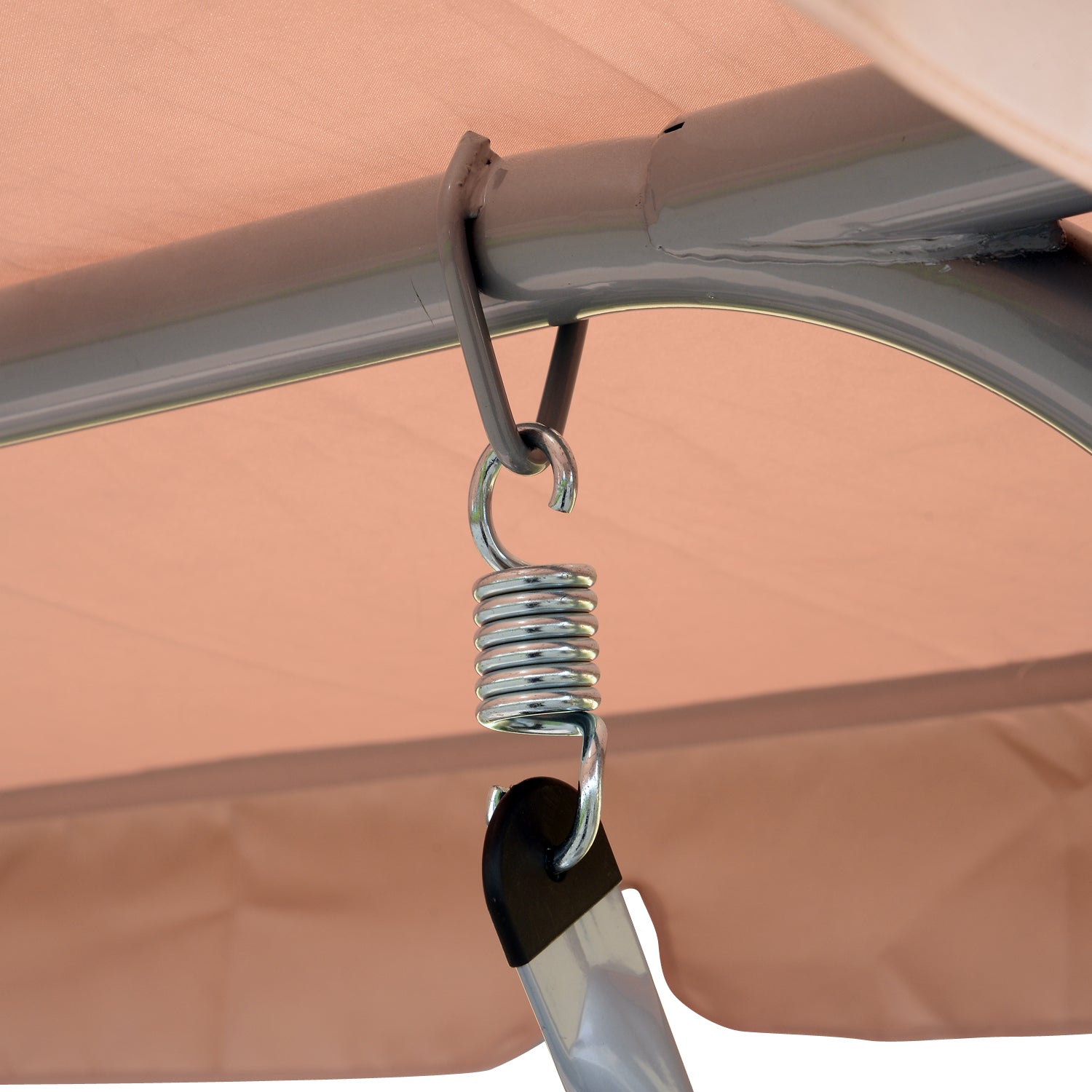 Outsunny 3 Person Patio Swing Seats with Adjustable Canopy Outdoor Swing Chair Bench for Garden, Poolside, Beige