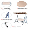 Outsunny 3 Person Patio Swing Seats with Adjustable Canopy Outdoor Swing Chair Bench for Garden, Poolside, Beige