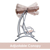 Outsunny 3 Person Patio Swing Seats with Adjustable Canopy Outdoor Swing Chair Bench for Garden, Poolside, Beige