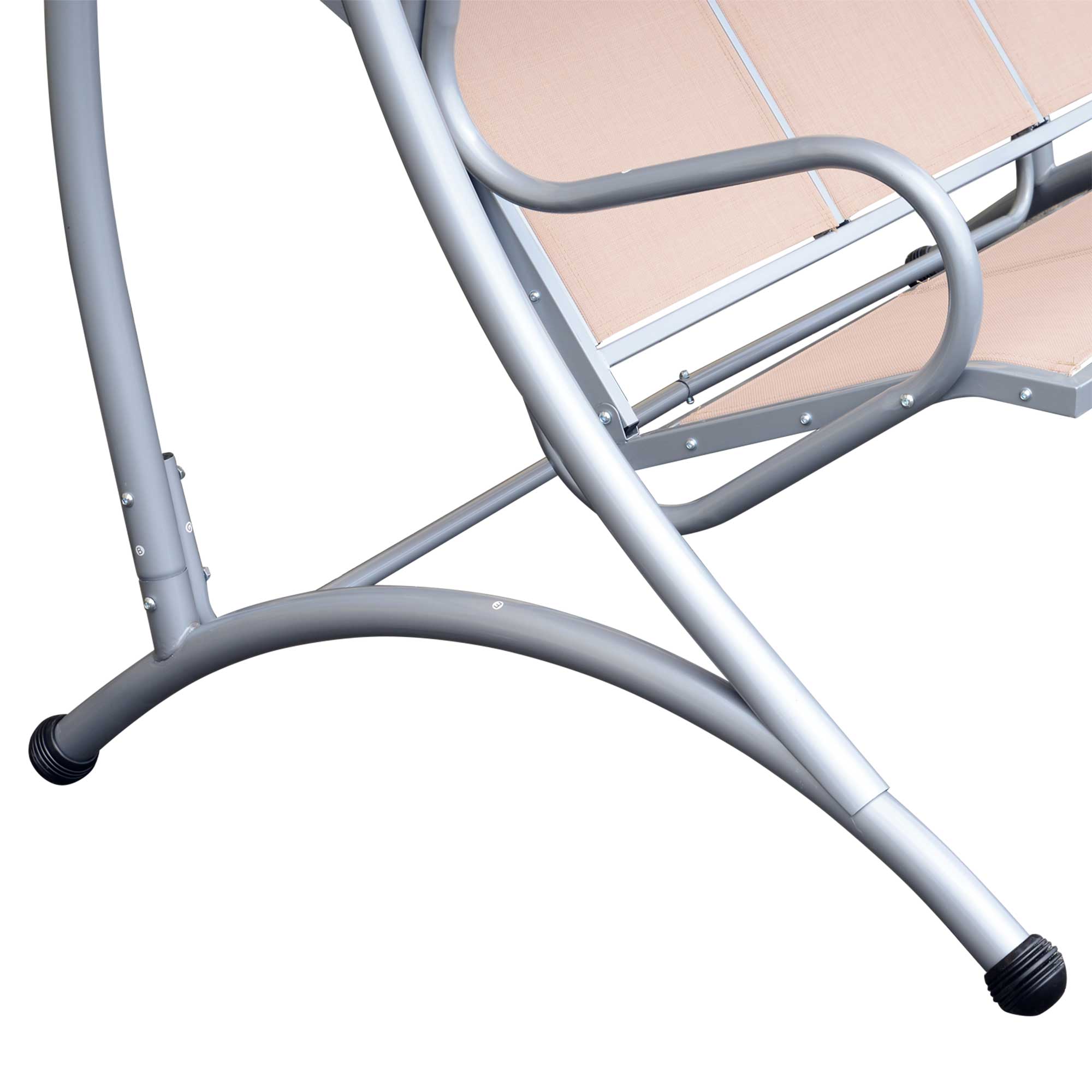 Outsunny 3 Person Patio Swing Seats with Adjustable Canopy Outdoor Swing Chair Bench for Garden, Poolside, Beige