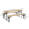 Outsunny 3 Pieces Folding Picnic Table Set, Portable Folding Picnic Table Set, 1 Picnic Table and 2 Benches