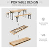 Outsunny 3 Pieces Folding Picnic Table Set, Portable Folding Picnic Table Set, 1 Picnic Table and 2 Benches