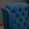 HOMCOM Fabric Accent Chair, Button Tufted Armchair, Upholstered Modern Living Room Chair, Wingback Chair with Wood Legs, Rolled Arms, Thick Padding for Bedroom, Blue