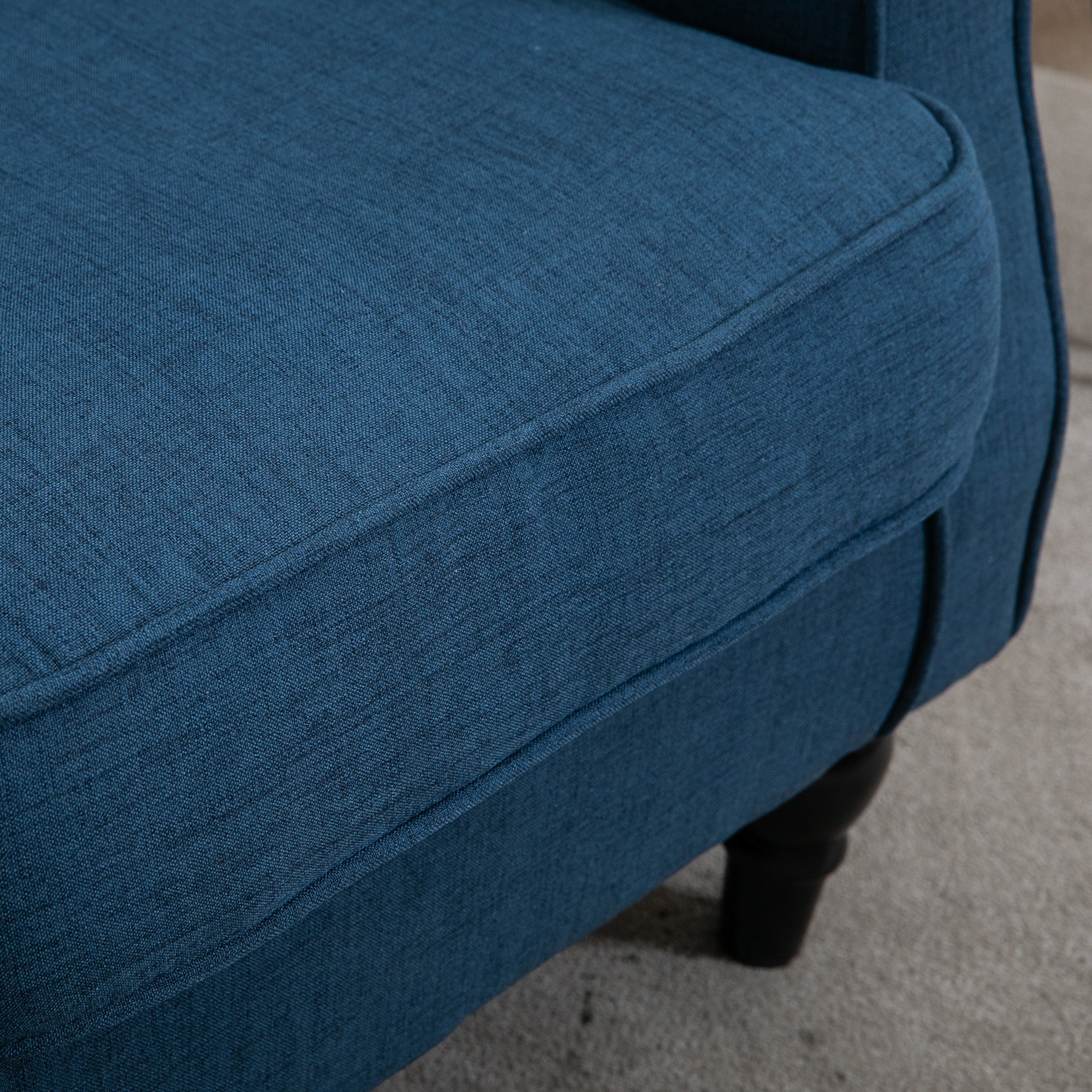 HOMCOM Fabric Accent Chair, Button Tufted Armchair, Upholstered Modern Living Room Chair, Wingback Chair with Wood Legs, Rolled Arms, Thick Padding for Bedroom, Blue
