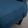 HOMCOM Fabric Accent Chair, Button Tufted Armchair, Upholstered Modern Living Room Chair, Wingback Chair with Wood Legs, Rolled Arms, Thick Padding for Bedroom, Blue