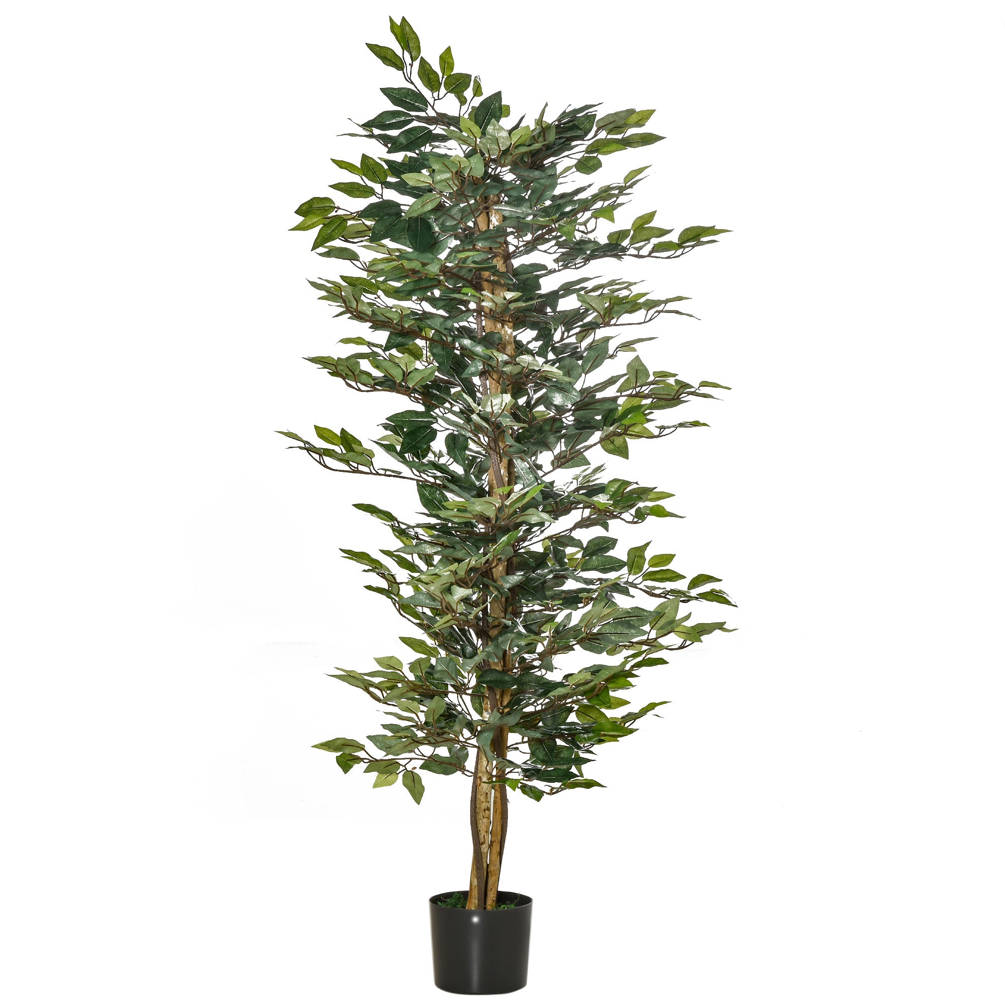HOMCOM 5FT Artificial Ficus Tree, Fake Tree with Leaves, Faux Plant in Nursery Pot for Indoor and Outdoor Decoration