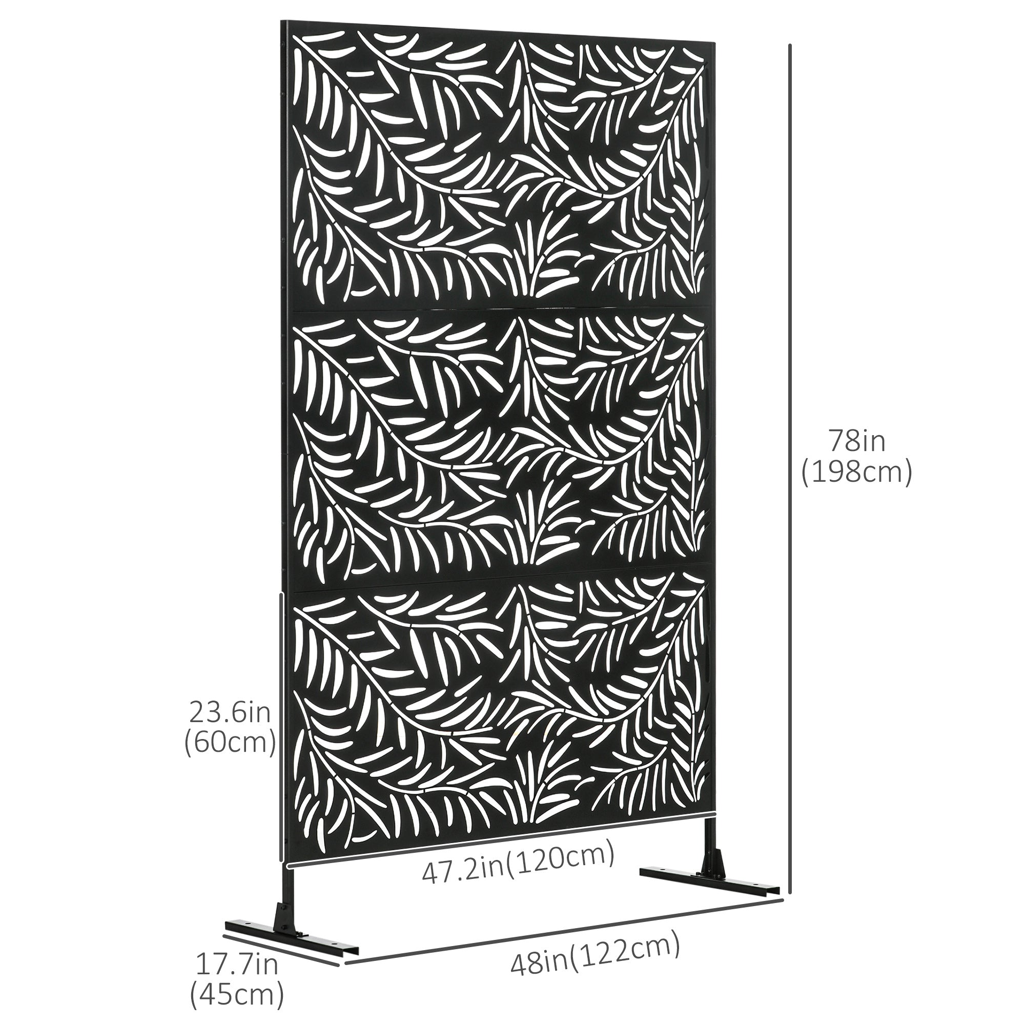 Outsunny Metal Outdoor Privacy Screen, Decorative Outdoor Divider with Stand and Expansion Screws, Freestanding Privacy Panel for Garden Deck Pool Hot Tub, Willow Branch Style