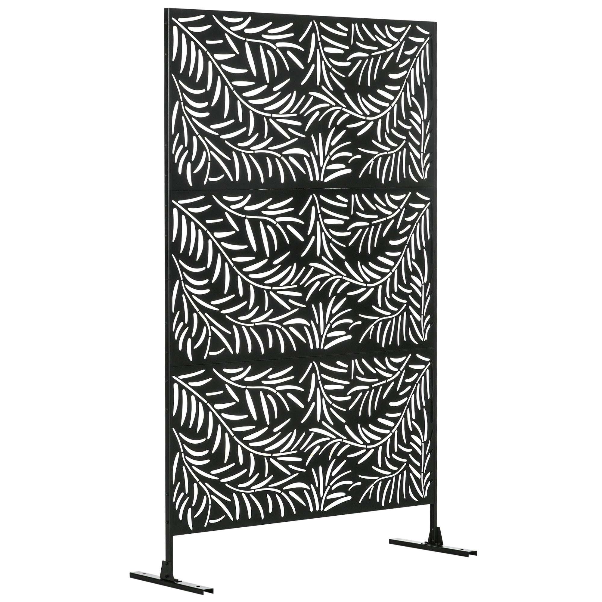 Outsunny Metal Outdoor Privacy Screen, Decorative Outdoor Divider with Stand and Expansion Screws, Freestanding Privacy Panel for Garden Deck Pool Hot Tub, Willow Branch Style
