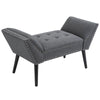 HOMCOM Button Tufted End of Bed Bench, Linen Fabric Upholstered Bedroom Bench, Entryway Bench with Arms and Nailhead Trim for Living Room, Hallway, Dark Grey