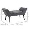 HOMCOM Button Tufted End of Bed Bench, Linen Fabric Upholstered Bedroom Bench, Entryway Bench with Arms and Nailhead Trim for Living Room, Hallway, Dark Grey