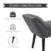 HOMCOM Button Tufted End of Bed Bench, Linen Fabric Upholstered Bedroom Bench, Entryway Bench with Arms and Nailhead Trim for Living Room, Hallway, Dark Grey