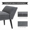 HOMCOM Button Tufted End of Bed Bench, Linen Fabric Upholstered Bedroom Bench, Entryway Bench with Arms and Nailhead Trim for Living Room, Hallway, Dark Grey