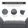 HOMCOM Button Tufted End of Bed Bench, Linen Fabric Upholstered Bedroom Bench, Entryway Bench with Arms and Nailhead Trim for Living Room, Hallway, Dark Grey