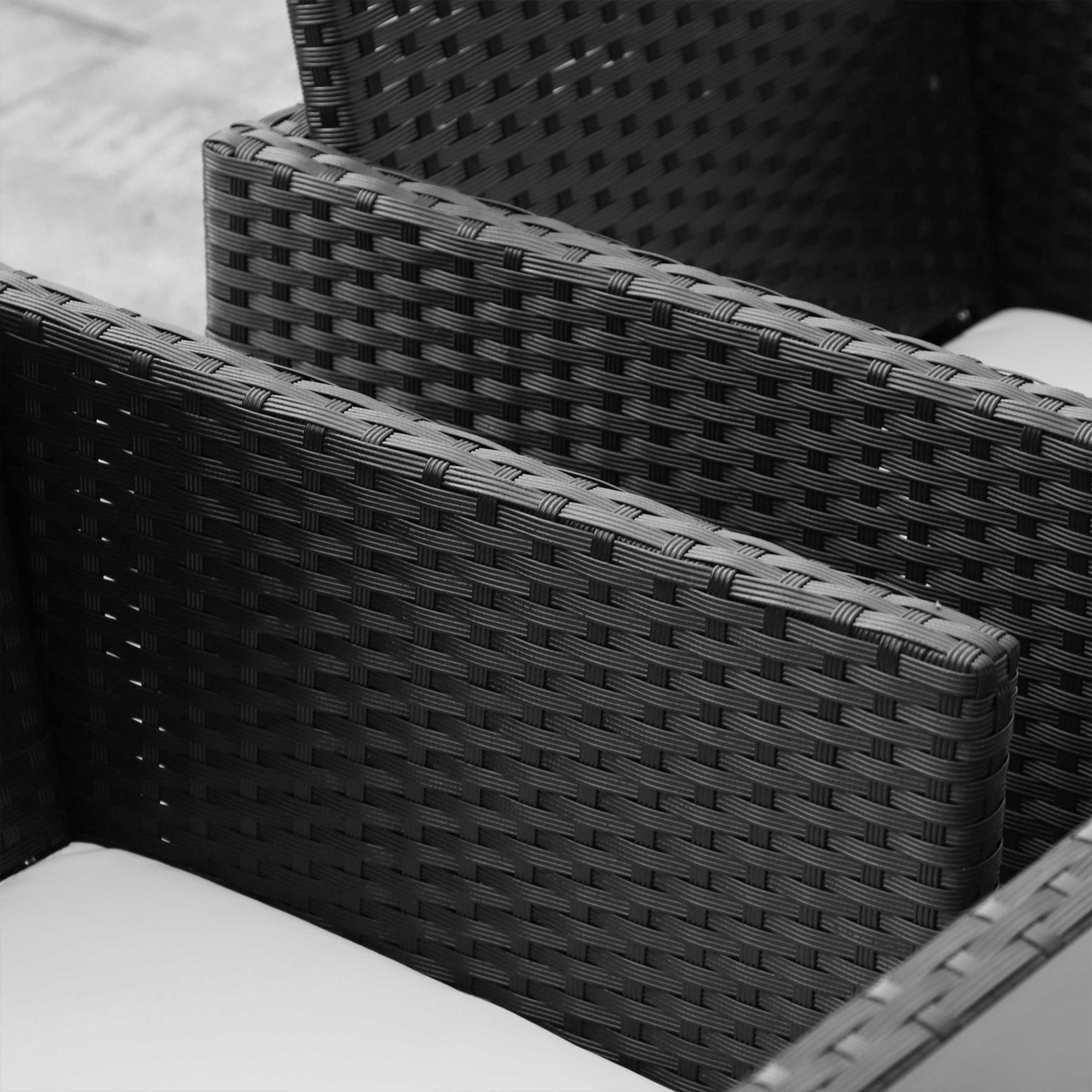 Outsunny 9 Pieces Wicker Patio Dining Set Outdoor Furniture Set with Removable Cushions, Glass Top Dining Table, Ottomans, PE Rattan Conversation Set for Garden Poolside, Cream