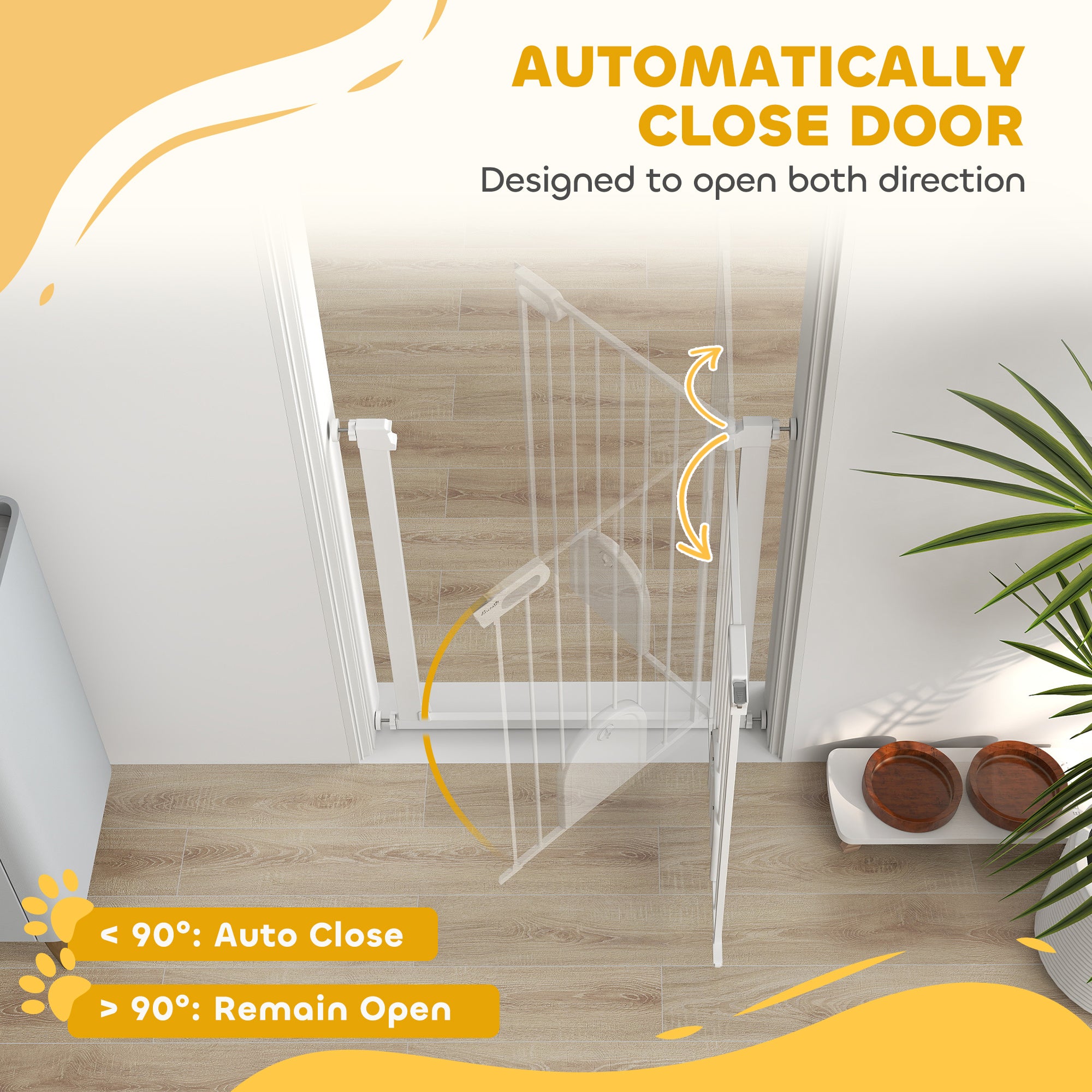PawHut 30"-32" Extra Wide Pet Gate with Small Door, 35"H Dog Gate with Safety Gate Barrier, Stair Pressure Fit, Auto Close, Double Locking, for Doorways, Hallways, White