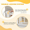 PawHut 30"-32" Extra Wide Pet Gate with Small Door, 35"H Dog Gate with Safety Gate Barrier, Stair Pressure Fit, Auto Close, Double Locking, for Doorways, Hallways, White