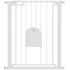 PawHut 30"-32" Extra Wide Pet Gate with Small Door, 35"H Dog Gate with Safety Gate Barrier, Stair Pressure Fit, Auto Close, Double Locking, for Doorways, Hallways, White