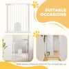 PawHut 30"-32" Extra Wide Pet Gate with Small Door, 35"H Dog Gate with Safety Gate Barrier, Stair Pressure Fit, Auto Close, Double Locking, for Doorways, Hallways, White