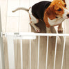 PawHut 30"-32" Extra Wide Pet Gate with Small Door, 35"H Dog Gate with Safety Gate Barrier, Stair Pressure Fit, Auto Close, Double Locking, for Doorways, Hallways, White