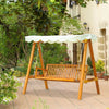 Outsunny 80" Patio Swing Chair with Canopy Outdoor Wooden Swing Bench Hammock for Garden, Poolside, Backyard