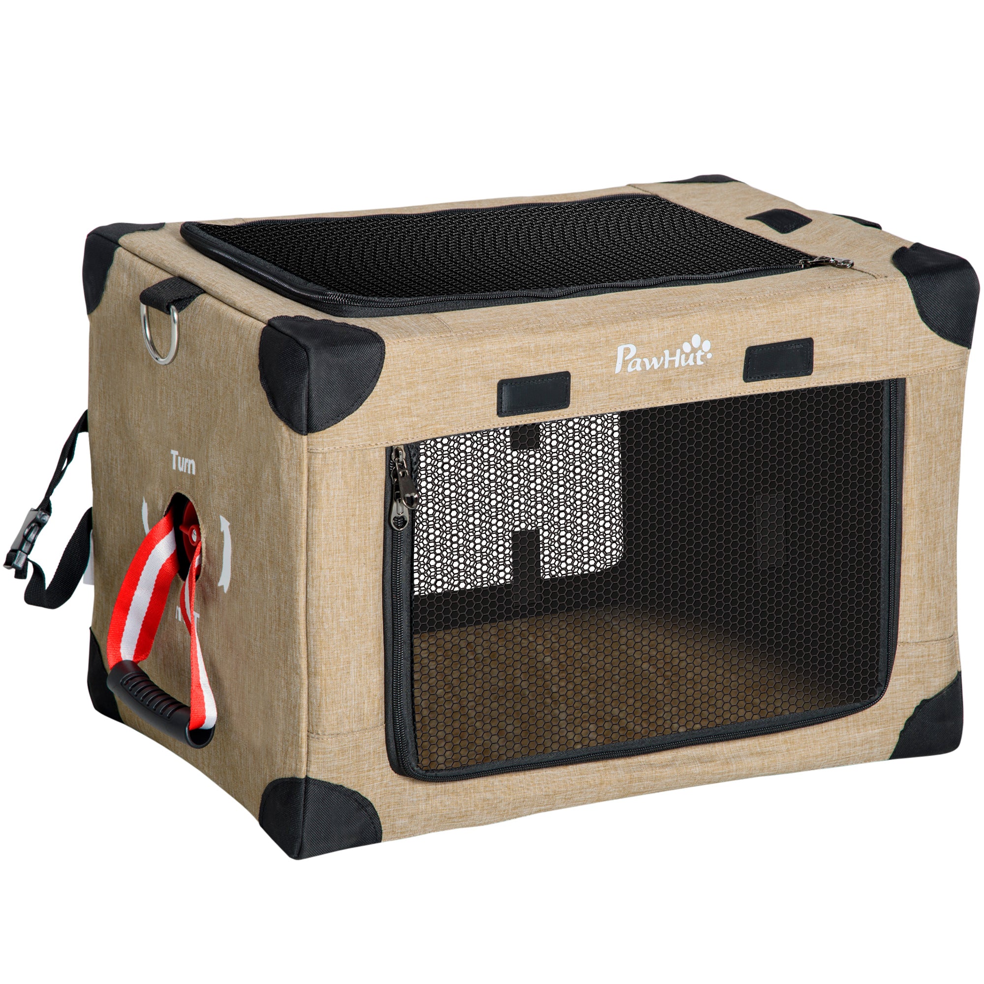 PawHut Foldable Pet Carrier for Miniature Dogs, Portable Cat Carrier Soft Side Pet Travel Crate with Removable Mat, Breathable Mesh - 50 x 34 x 33 cm