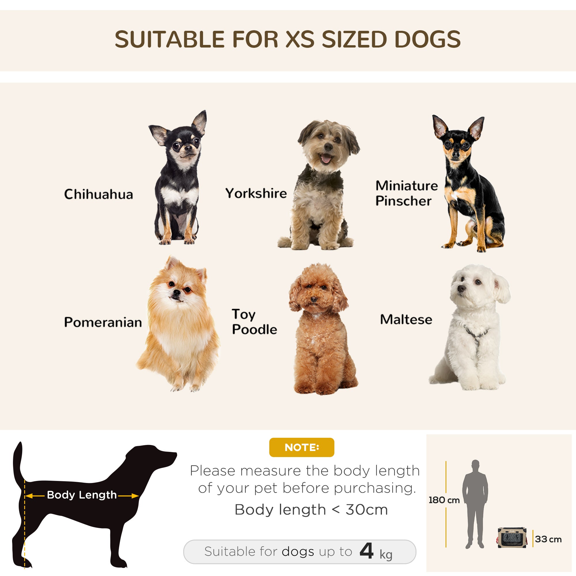 PawHut Foldable Pet Carrier for Miniature Dogs, Portable Cat Carrier Soft Side Pet Travel Crate with Removable Mat, Breathable Mesh - 50 x 34 x 33 cm