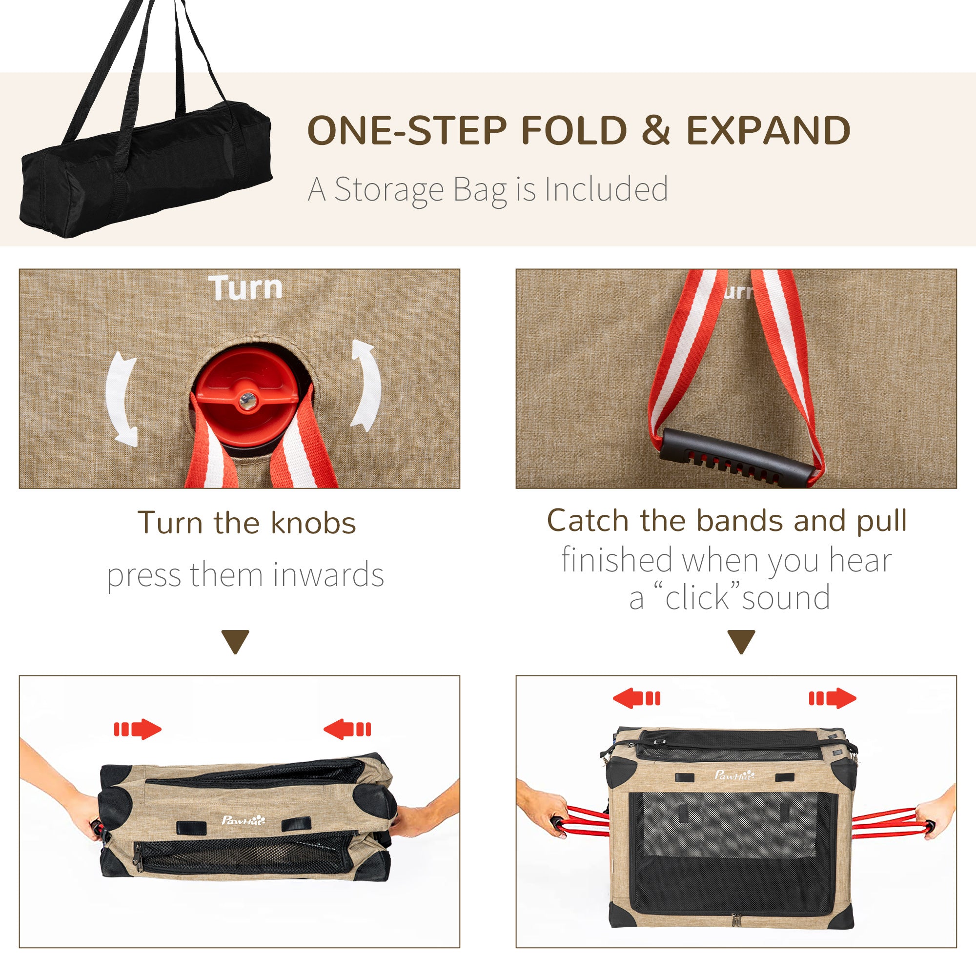 PawHut Foldable Pet Carrier for Miniature Dogs, Portable Cat Carrier Soft Side Pet Travel Crate with Removable Mat, Breathable Mesh - 50 x 34 x 33 cm