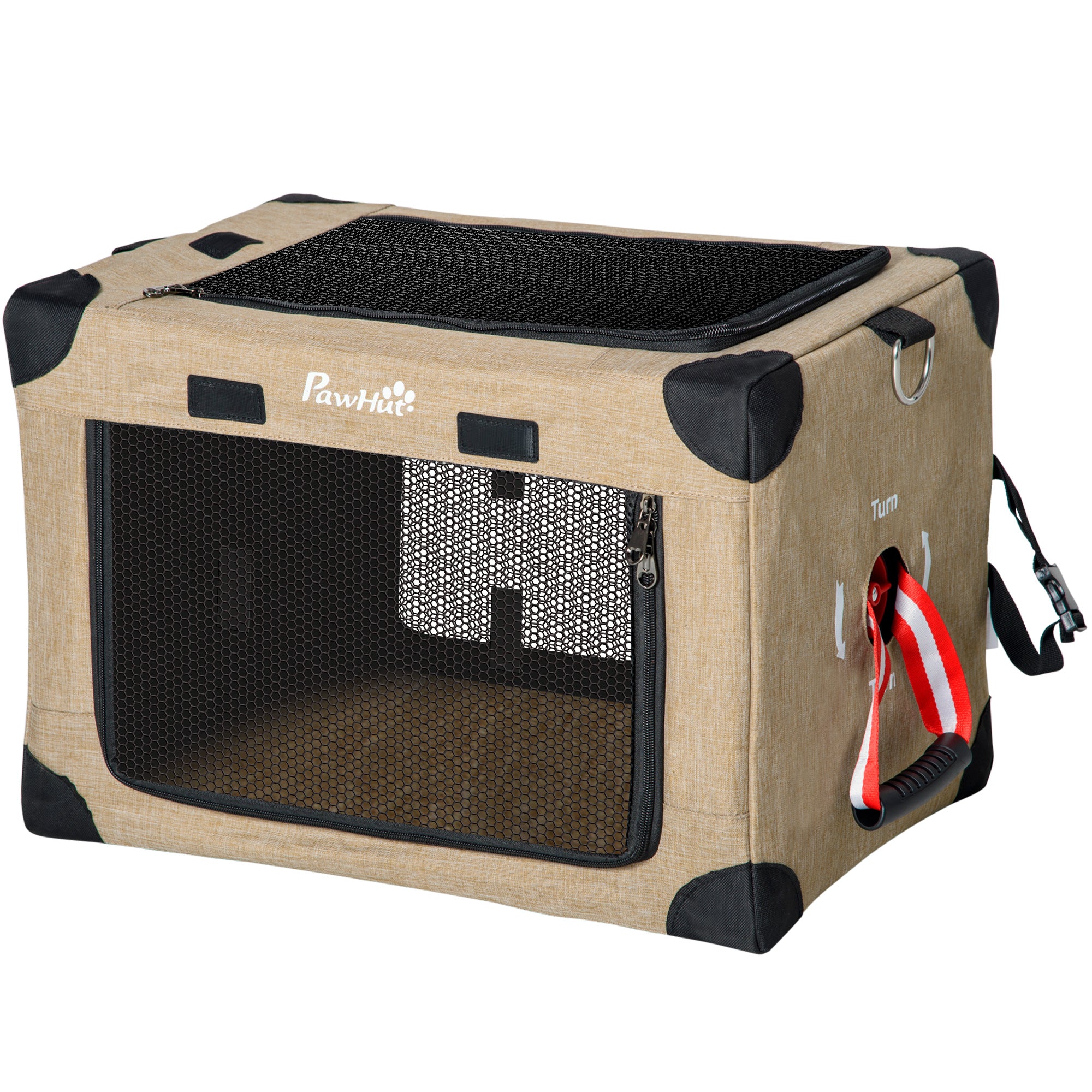 PawHut Foldable Pet Carrier for Miniature Dogs, Portable Cat Carrier Soft Side Pet Travel Crate with Removable Mat, Breathable Mesh - 50 x 34 x 33 cm