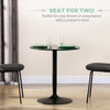 HOMCOM Round Dining Table for 2, Modern Kitchen Table with Painted Top and Steel Base for Living Room, Dining Room, Black