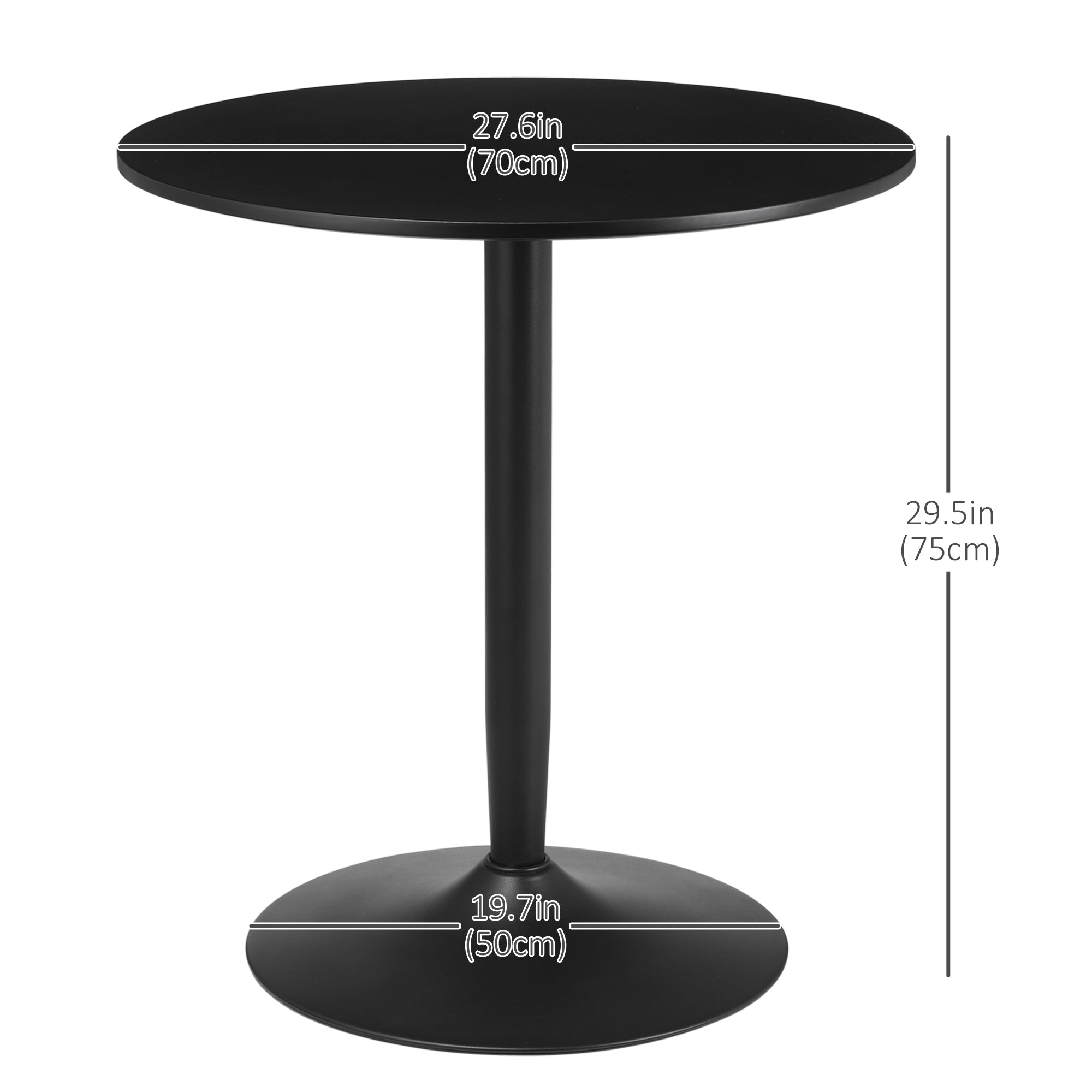 HOMCOM Round Dining Table for 2, Modern Kitchen Table with Painted Top and Steel Base for Living Room, Dining Room, Black