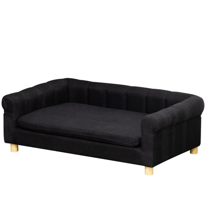 PawHut Modern Pet Sofa Cat or Medium Large Dog Bed W/ Removable Seat Cushion, Black