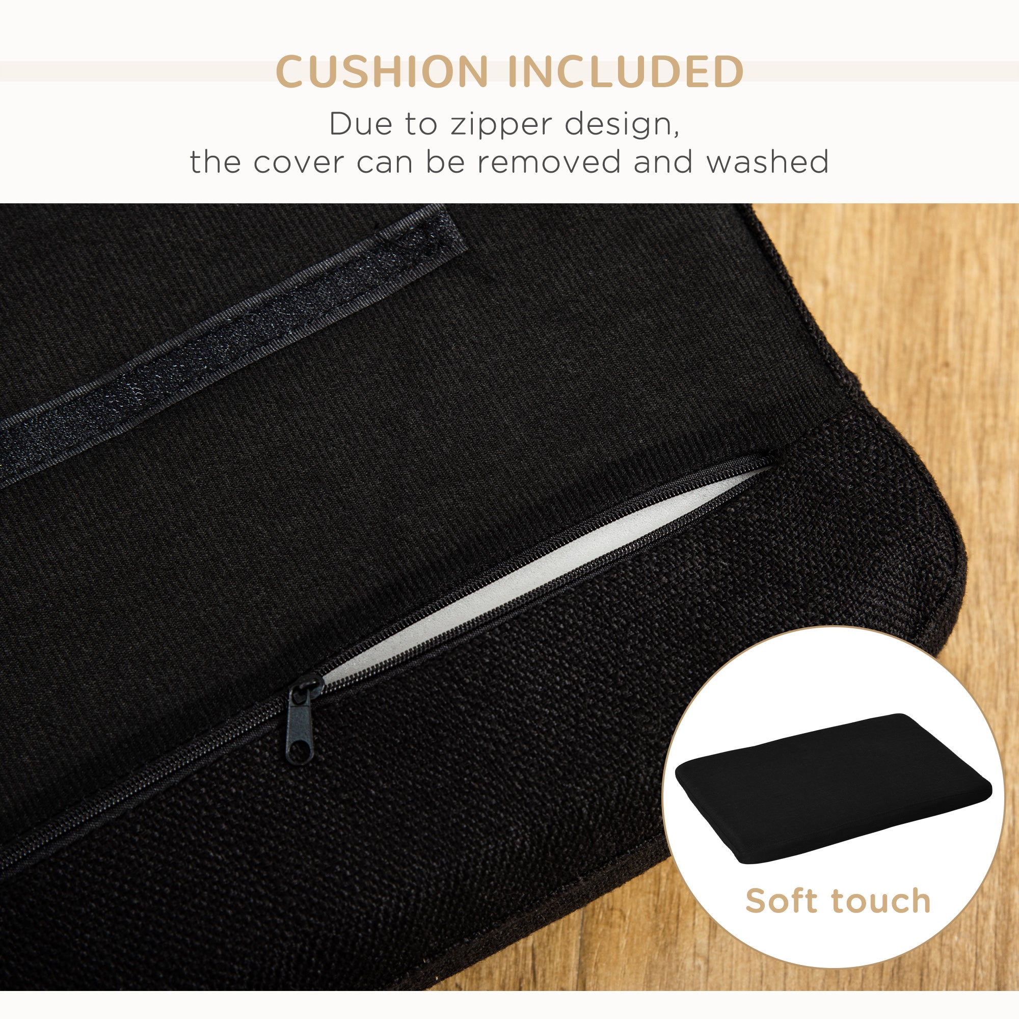 PawHut Modern Pet Sofa Cat or Medium Large Dog Bed W/ Removable Seat Cushion, Black