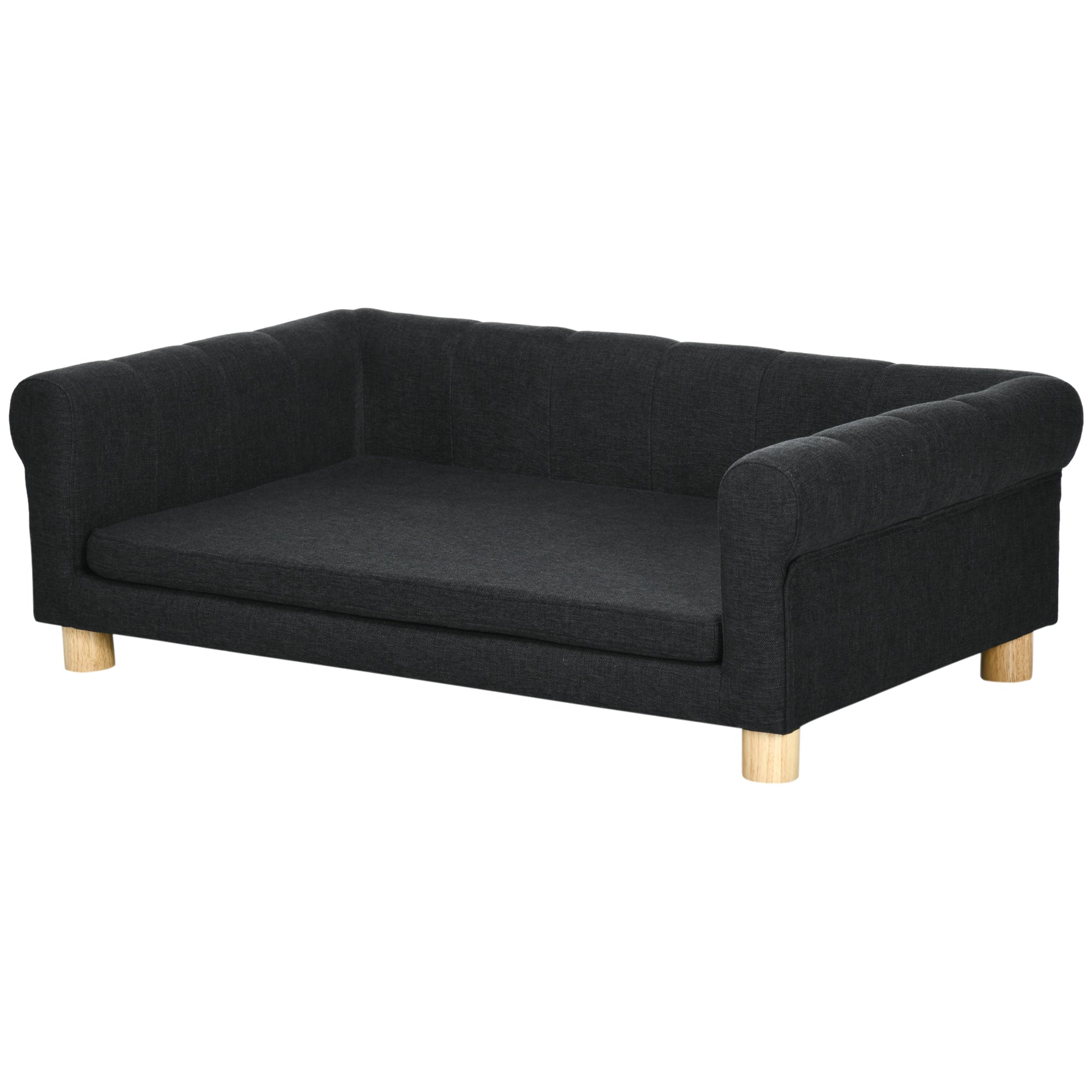 PawHut Modern Pet Sofa Cat or Medium Large Dog Bed W/ Removable Seat Cushion, Black