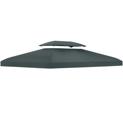 Outsunny 13.1' x 9.8' Gazebo Replacement Canopy 2 Tier Top UV Cover Pavilion Garden Patio Outdoor, Grey (TOP ONLY)