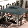 Outsunny 13.1' x 9.8' Gazebo Replacement Canopy 2 Tier Top UV Cover Pavilion Garden Patio Outdoor, Grey (TOP ONLY)