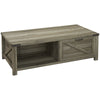 HOMCOM Farmhouse Coffee Table with Drawer and Storage Shelf, Rustic Center Table for Living Room, Grey