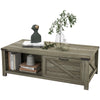 HOMCOM Farmhouse Coffee Table with Drawer and Storage Shelf, Rustic Center Table for Living Room, Grey