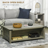 HOMCOM Farmhouse Coffee Table with Drawer and Storage Shelf, Rustic Center Table for Living Room, Grey
