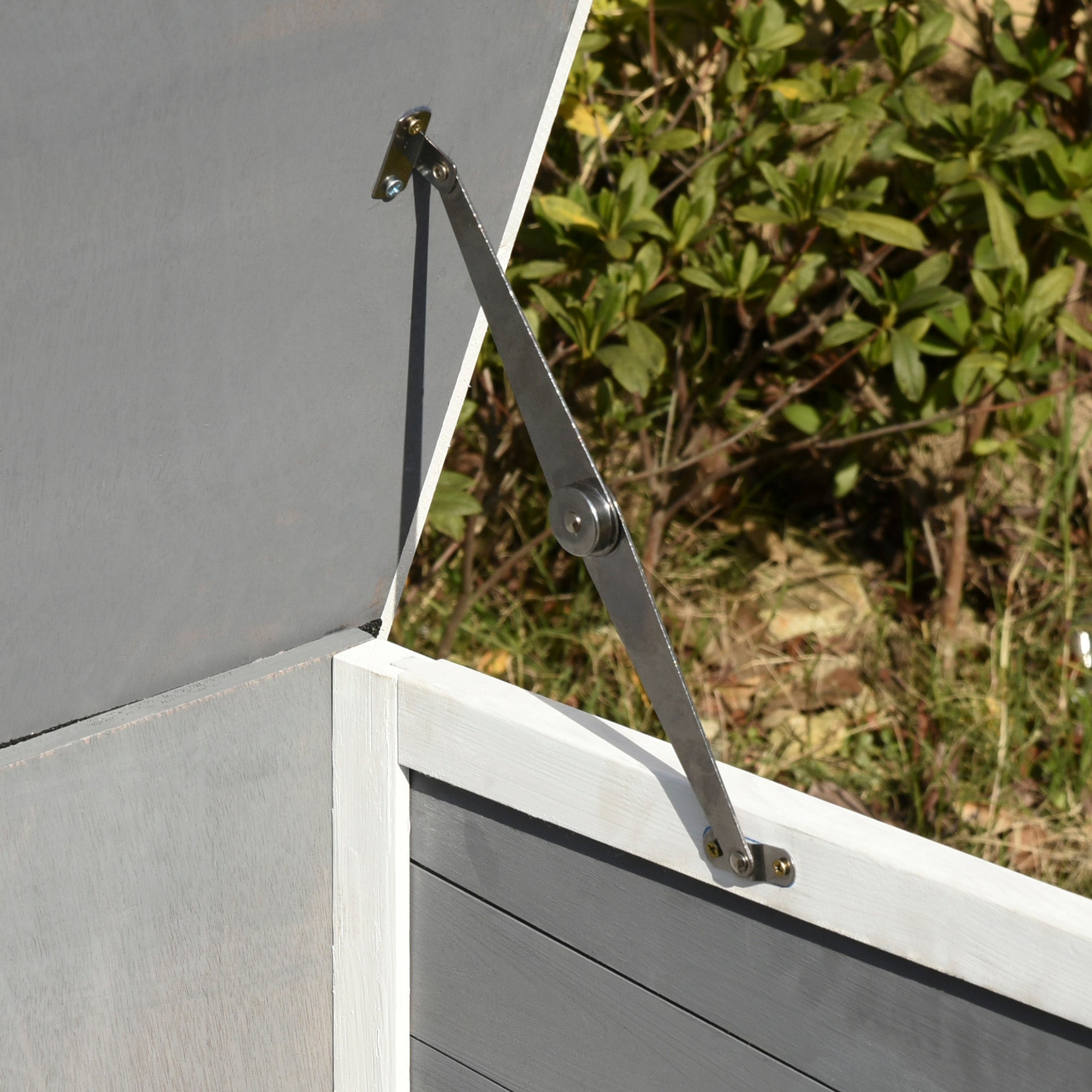 PawHut Rabbit Hutch Bunny Cage Small Animal Habitat with Ramp, Removable Tray and Openable Top, Inddor/Outdoor, Grey