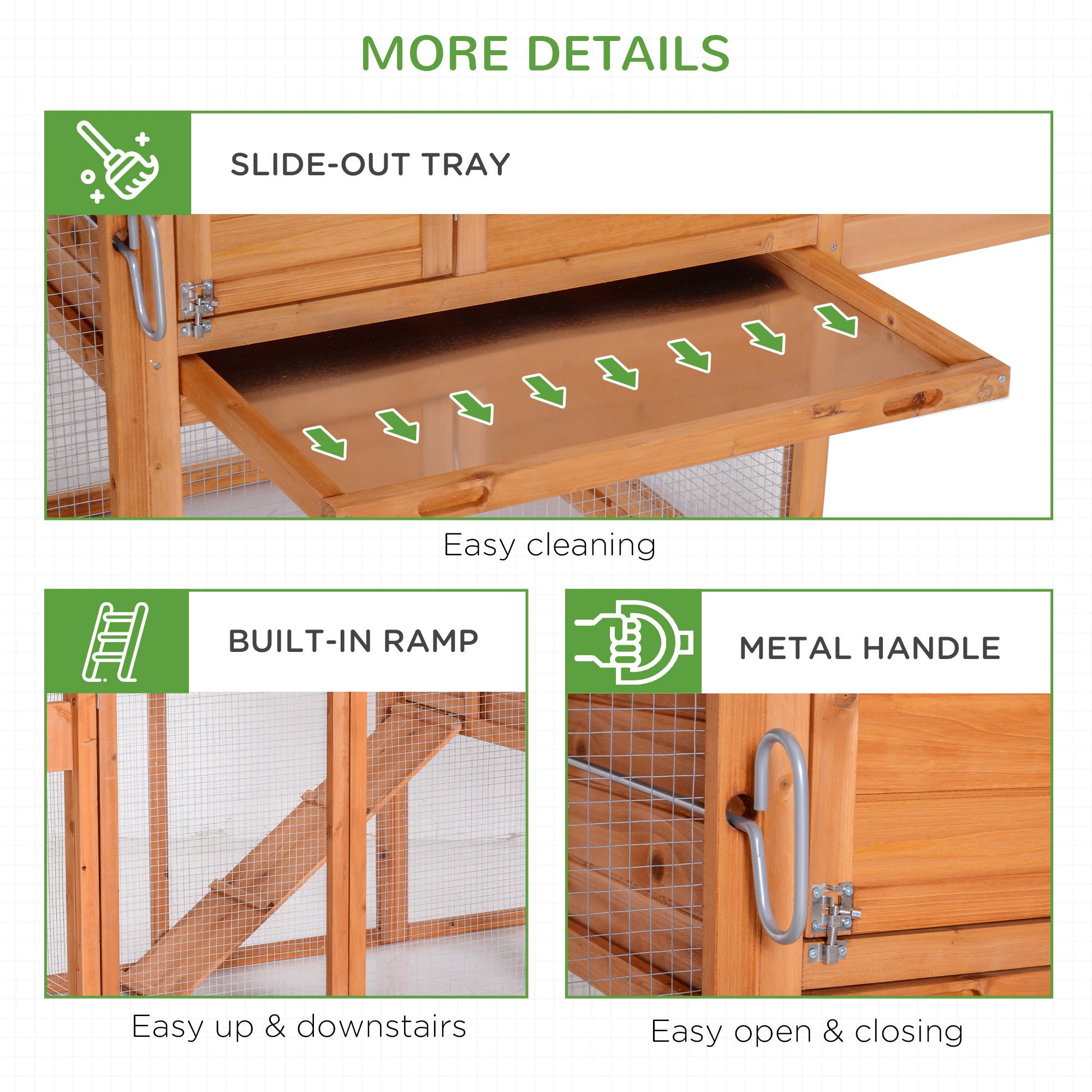 PawHut 83" Wooden Chicken Coop Tractor Hen House Portable Poultry Cage for Outdoor Backyard with Wheels, Nest Box, Removable Tray