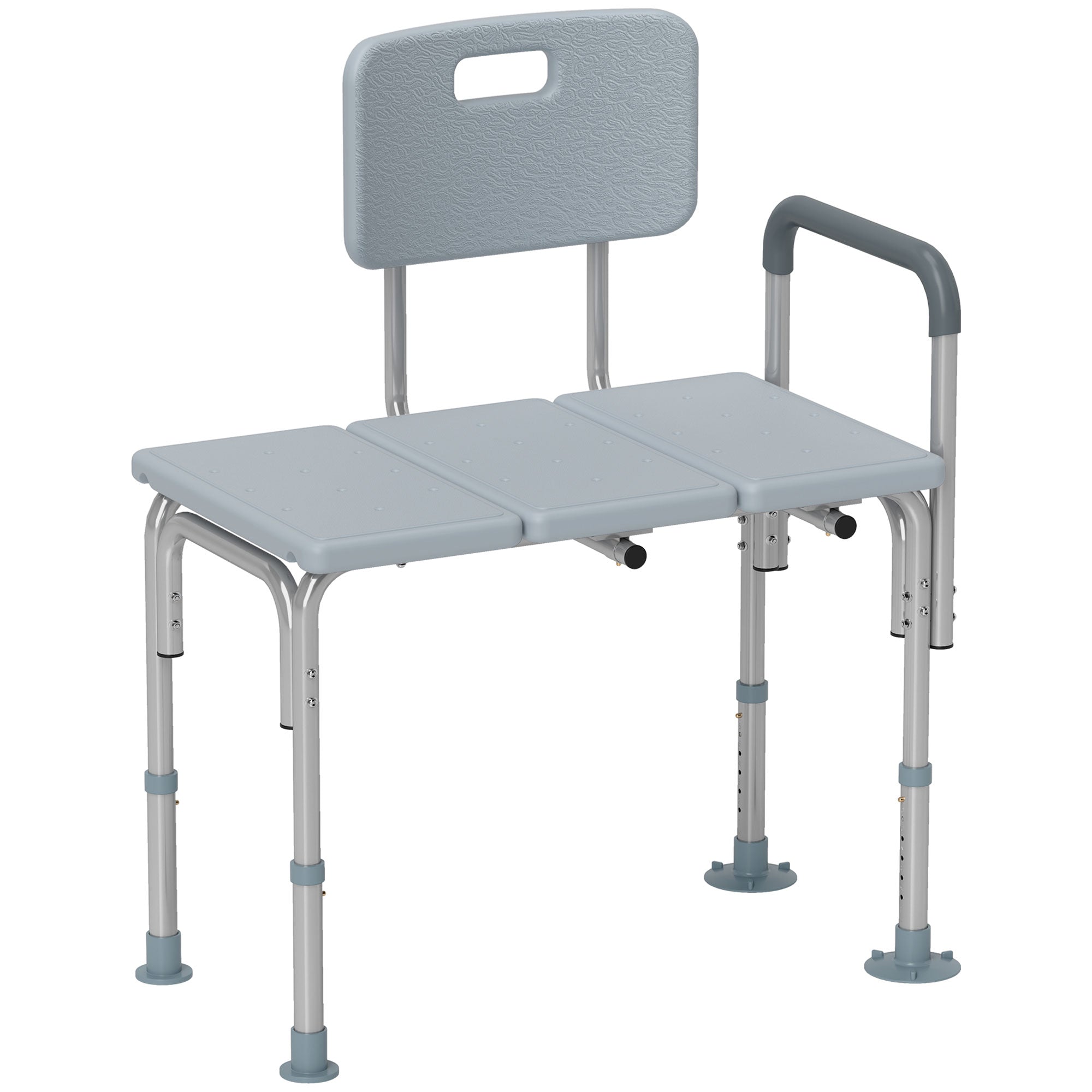 HOMCOM 6-Level Adjustable Bath and Shower Transfer Bench Aluminum Chair with Non-Slip Feet, Armrest & Backrest, Grey
