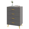 HOMCOM Bedroom Chest of Drawers, Modern 4-Drawer Dresser, Storage Drawer Unit with Aluminium Legs, Dark Grey