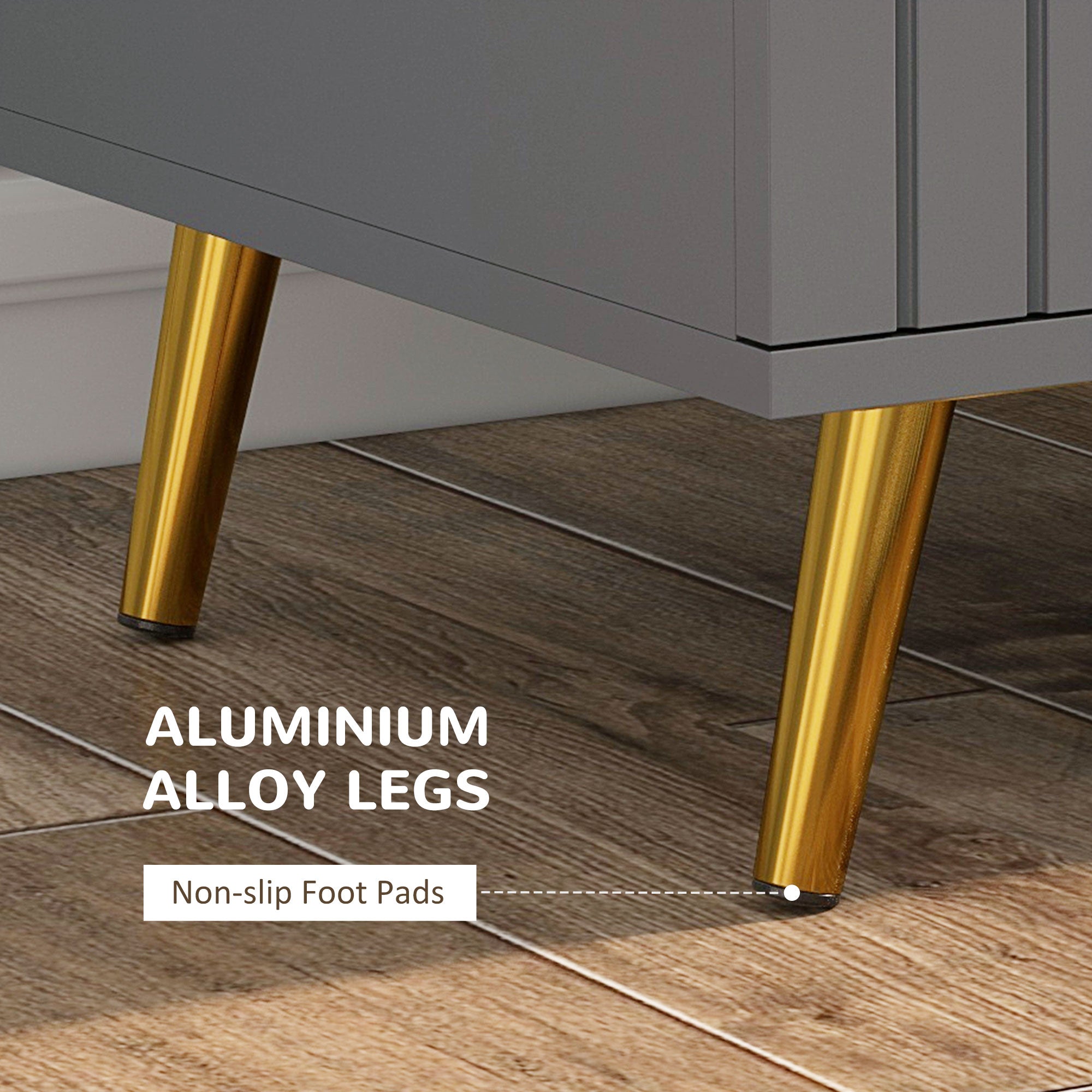 HOMCOM Bedroom Chest of Drawers, Modern 4-Drawer Dresser, Storage Drawer Unit with Aluminium Legs, Dark Grey