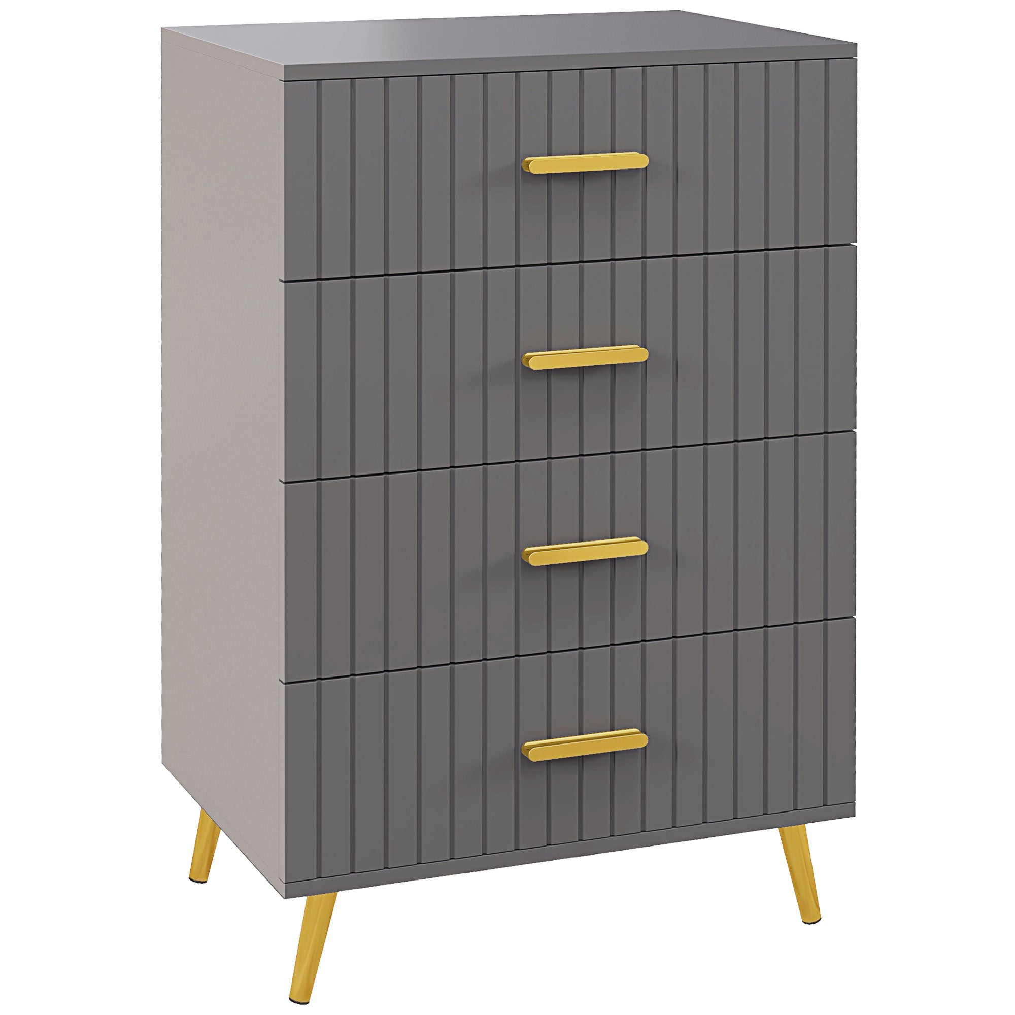 HOMCOM Bedroom Chest of Drawers, Modern 4-Drawer Dresser, Storage Drawer Unit with Aluminium Legs, Dark Grey